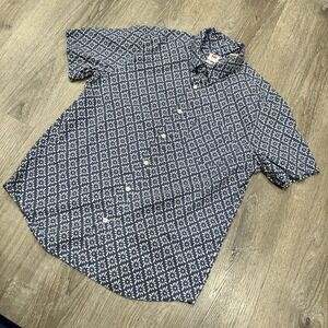 Levis Shirt Men's Medium Blue Geometric Floral Short Sleeve Button Down Shirt